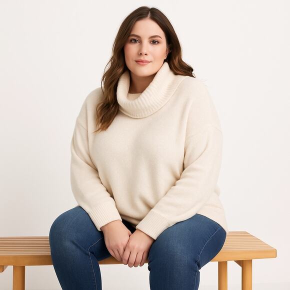 Chelsea28 Women’s XL Beige Cowl Neck Pullover Sweater Relaxed Fit NWOT - Picture 1 of 12